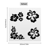 4 Sheets PET Reflective Sticker Car Decoration, Flower Car Sticker, for Car Decoration, Black, 200x190mm