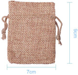 Burlap Packing Pouches, Drawstring Bags, Rectangle, Mixed Color, 9x7cm, 15pcs/set