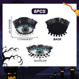 Evil Eye with Eyelash Appliques, Cloth & Seed Bead Handicraft Appliques, Costume Hat Bag Ornament Accessories, Black, 80x117x6mm