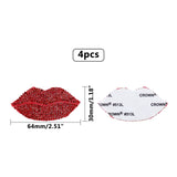 Lip Shape Glass Rhinestone Car Stickers, for Decorate Cars Bumper Window Laptops Luggage, Siam, 64x30x1.5mm, 4pcs/box