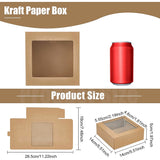 Square Foldable Creative Cardboard Box, Gift Box, with Window, BurlyWood, 14x14x5cm