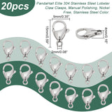 304 Stainless Steel Lobster Claw Clasps, Manual Polishing, Nickel Free, Stainless Steel Color, 15x9x4mm, Hole: 2mm