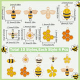 40Pcs 10 Styles Alloy Enamel Pendants, Mixed Shapes, Mixed Color, 12~23x11.5~22.5x1.5~4mm, Hole: 1.25~2.5mm, 4pcs/style