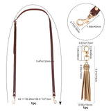 2Pcs 2 Style PU Leather Shoulder Strap, with Tassel Big Pendants Decoration, Bag Replacement Accessories, Coconut Brown, 1pc/style