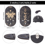 2 Sets 2 Style Wooden Wall-Mounted Small Crystal Display Shelf, Witch Hanging Crystal Holder, for Crystal Dowsing Pendulum Pendant Storage, Mixed Patterns, 21.5x11.6cm, 1 set/style