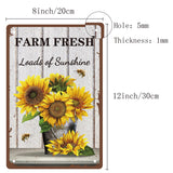 Tinplate Sign Poster, Vertical, for Home Wall Decoration, Rectangle, Sunflower Pattern, 300x200x0.5mm