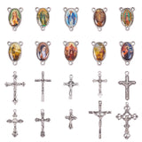 DIY Pendant Making, with Tibetan Silver Crucifix Cross Pendants and Alloy Links, Rosary Center Pieces, Chandelier Components, Oval, Easter, Mixed Color, 23x15x4mm, Hole: 2mm, 20pcs/set