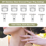 20Pcs 5 Size 201 Stainless Steel Grooved Finger Ring Settings, Ring Core Blank, for Inlay Ring Jewelry Making, Stainless Steel Color, Inner Diameter: 18~22mm, 4Pcs/size