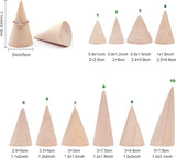 Wooden Ring Displays, Cone Shaped Finger Ring Display Stands, Blanched Almond, 19~39x25.5~78mm, 11pcs/set