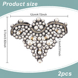 2Pcs Felt Sew on Ornament Accessories, Rhinestone & Plastic Imitation Pearl Beaded Appliques, Black, 97x120x13mm