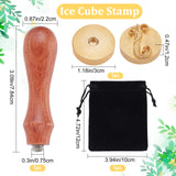 1Pc Golden Tone Brass Stamp Head, with 1Pc Rectangle Velvet Pouches and 1Pc Pear Wood Handle, for Wax Seal Stamp, Letter.J, Stamp Head: 30mm, 3pcs/set