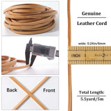 Flat Cowhide Leather Cord, for Jewelry Making, Goldenrod, 7x4mm