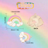 30Pcs Rack Plating Alloy Enamel Pendants, Rainbow with Heart, Light Gold, Colorful, 25x30x1mm, Hole: 1.6mm