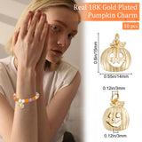 10Pcs Halloween Brass Pendants, with Jump Rings, Cadmium Free & Lead Free, Long-Lasting Plated, Pumpkin Jack-O'-Lantern, Real 18K Gold Plated, 15x14x3mm, Hole: 3mm