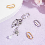 4Pcs 2 Colors 304 Stainless Steel Screw Carabiner Lock Charms, Oval Keychain Clasps for Necklaces Making, Golden & Stainless Steel Color, 21x11x4mm, Screw: 7x4mm, 2pcs/color
