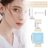 20Pcs 925 Sterling Silver Stud Earring Findings, Earring Pads, with 50Pcs Plastic Ear Nuts & 1Pc Polishing Cloth, Silver, 11.3x4mm, Pin: 0.8mm
