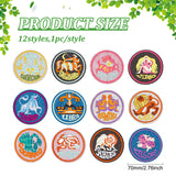 12Pcs 12 Style Constellation Theme Computerized Embroidery Iron on Cloth Patches, Costume Accessories, Sewing Craft Decoration, Mixed Color, 70mm, 1pc/style