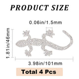 Self Adhesive Glitter Rhinestone Sticker, Gecko, Crystal, 101x46x1.5mm