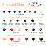 Plastic Doll Eyes & Nose Sets, with Washers, Craft Safety Eyes, for Crochet Toy and Stuffed Animals, Mixed Color, 9~17.5x6~14x4~14mm