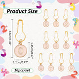 10Pcs 10 Styles Number 0~9 Alloy Enamel Pendant Stitch Markers, Crochet Leverback Hoop Charms, Locking Stitch Marker, Golden, 3.6cm, 1pc/style