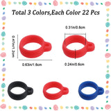 66Pcs 3 Colors Silicone Pendant, for Electronic stylus & Lighter Making, Ring, Mixed Color, 16x21x6mm, Inner Diameter: 13mm, Hole: 2.5mm, 22pcs/color