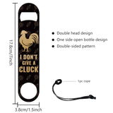 201 Stainless Steel Bottle Opener, with PU Leather Cord, Rectangle, Rooster Pattern, 178x38x2mm