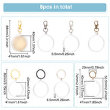 2 Sets 2 Style Commemorative Coin Acrylic Pendant Keychain Sets, with Alloy Findings, for Coin Collection, Mixed Color, 7.4~8.4cm, 4pcs/set, 1 set/style