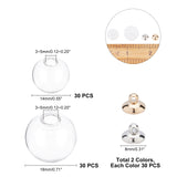 DIY Clear Glass Globe Bottle Pendant Making Kits, Including Brass Bead Cap Bails,  Blown Glass Globe Beads, Platinum & Golden, 120pcs/box