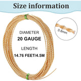 Brass Twist Rope Wire, Golden, 20 Gauge, 0.8mm, about 14.76 Feet(4.5m)/Bundle