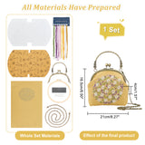 DIY Ethnic Style Flower Pattern Embroidery Crossbody Bags Kits, Including Kiss Lock Frame with Handle, Plastic Imitation Bamboo Embroidery Hoop, Bag Chain, Needle, Threads, Fabric, Instruction, Mixed Color, 453x271x0.4mm