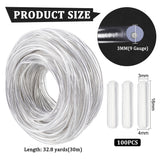 30M Aluminum Wire, Round, for Hat, Hair Ornament Making, with 100Pcs Silicone End Caps, Platinum, 9 Gauge, 3mm