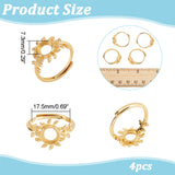 Adjustable Brass Finger Rings Components, Crystal Rhinestone Pad Ring Base Settings, Golden, Tray: 7.3mm, US Size 7 1/4(17.5mm), 4pcs/box