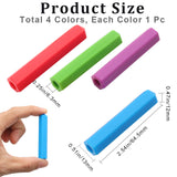4Pcs 4 Colors Silicone Pencil Caps, Rectangle Building Block, Hexagon, 64.5x13x12mm, Hole: 6.3mm, 1pc/color