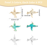 18Pcs 3 Colors 304 Stainless Steel Pendants, Birds, Mixed Color, 27.5x30.5x1.5mm, Hole: 1.2mm, 6pcs/color