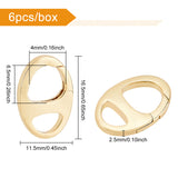 6Pcs Brass Spring Gate Rings, Oval, Cadmium Free & Lead Free, Long-Lasting Plated, Real 18K Gold Plated, 16.5x11.5x2.5mm, Hole: 6.5x4mm