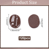 120Pcs Opaque Resin Decoden Cabochons, Imitation Food, Coffee Bean, Coconut Brown, 17x13.5x6mm