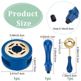 Round Iron Wood Wax Furnace, Wax Seal Warmer, with 1Pc Golden Tone Zinc Alloy Wax Seal Spoon and 1Pc Wood Handle, Steel Blue, Furnace: 74x37.5mm, Hole: 25mm, 3pcs/set