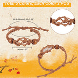 10Pcs 5 Colors Braided Nylon Cord Macrame Pouch Bracelet Making, Adjustable Wood Beads Interchangeable Stone Bracelet, Mixed Color, Inner Diameter: 2-5/8~3-3/8 inch(6.68~8.6cm), 2pcs/color