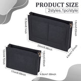 2Pcs 2 Style Wool Felt Bag Organizer Inserts, with Alloy D-rings and Iron Findings, for Envolope Bag Accessories, Rectangle, Black, 17~23x12~15.5x4.6~4.8cm, Hole: 16x13.5mm, 1pc/style