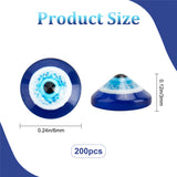 200Pcs Resin Cabochons, Evil Eye, Nail Art Decorate Accesosries, Blue, 6x3mm