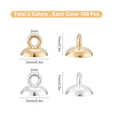200Pcs 2 Colors CCB Style Plastic Bead Cap Pendant Bails, for Globe Glass Bubble Cover Pendants, Mixed Color, 7x10mm, Hole: 2mm, Inner Diameter: 9mm, 100pcs/color
