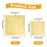 3Pcs 3 Style Brass Sheet, Square, Raw(Unplated), 100~150x100~150x0.8mm