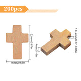 200Pcs Wood Pendants, Cross Pendants, Dyed, Lead Free, Camel, 21~22x14~15x4~5mm, Hole: 1.8~2mm