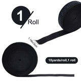 Polyester Non Slip Knitted Elastic Belt, Wave Silicone Gripper Elastic Band for Clothing Sewing, Black, 30x1.2mm, 10 yards/roll