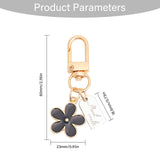 6Pcs 3 Colors Daisy Alloy Enamel Pendant Keychain with Arch Charm, for Handbag Backpack Car Key Decoration, Mixed Color, 6cm, 2pcs/color