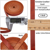 5M Flat Cowhide Leather Cord, Jewelry DIY Making Material, Coconut Brown, 10x1mm, about 5.47 Yards(5m)/Bundle