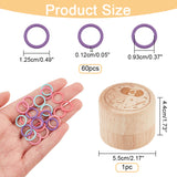 60Pcs Alloy Knitting Stitch Marker Rings, Round Ring, with 1Pc Wooden Stitch Marker Storage Boxes, Mixed Color, 12.5x1.2mm, Inner Diameter: 9.3mm