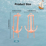 Alloy Bookmark Findings, Anchor Bookmark Clips, Rose Gold, 69.5x36.5x13.5mm, Hole: 3.5mm