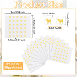 Paper Self Adhesive Cartoon Stickers, for Envelopes, Bubble Mailers and Bags Decor, Gold, Cow Pattern, 7.8x9x0.02cm