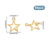 Zinc Alloy Pendants, Star, Golden, 25.5x22x3mm, Hole: 2.5mm, 60pcs/box